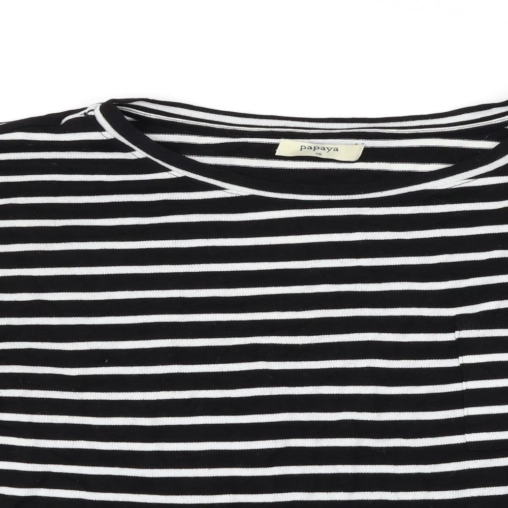 Papaya Womens Black Striped  Pullover Jumper Size 16