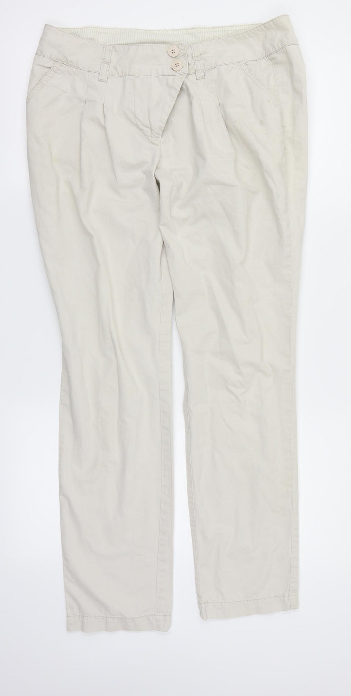 Dorothy Perkins Womens Beige Denim Straight Jeans Size 12 L28 in