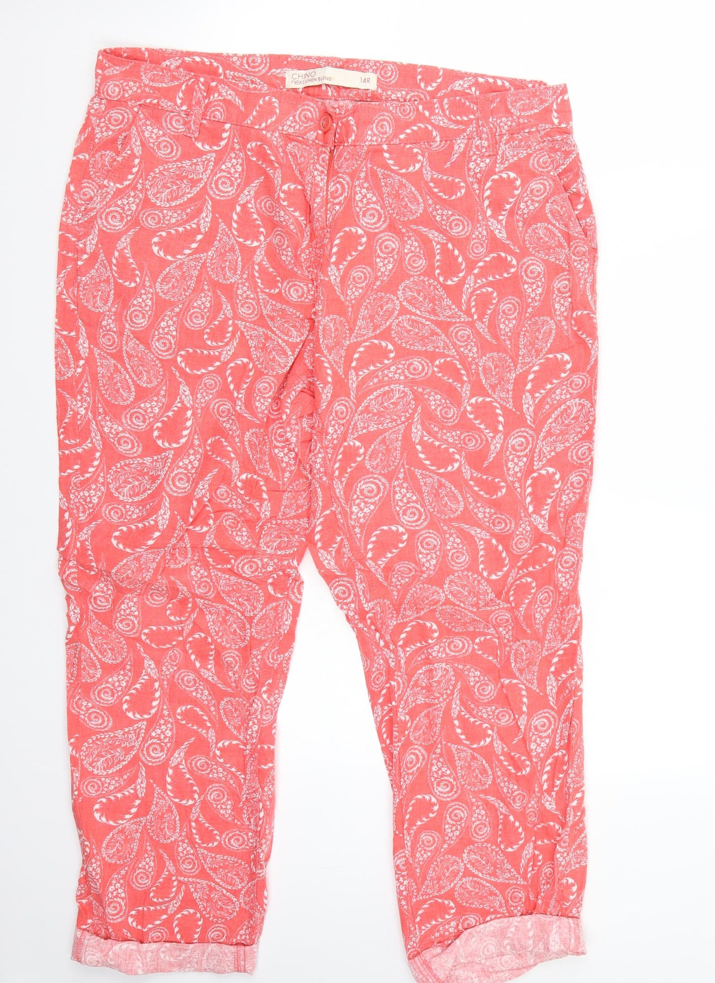 NEXT Womens Orange   Trousers  Size 14 L24 in