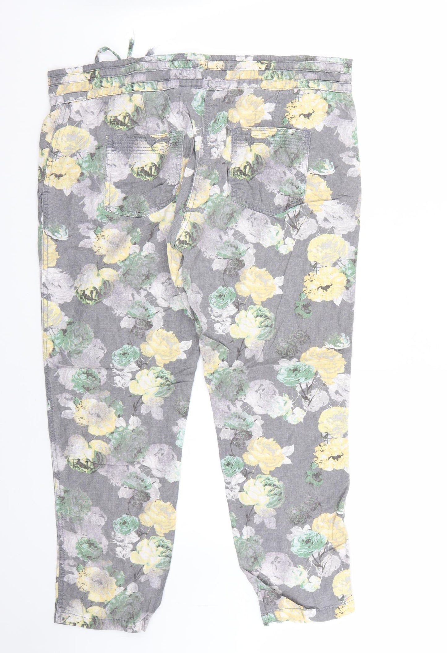 NEXT Womens Grey Floral  Trousers  Size 14 L26 in