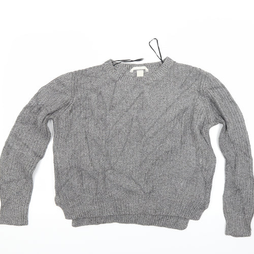 H&M Womens Silver  Knit Pullover Jumper Size M  - Side Zip Close