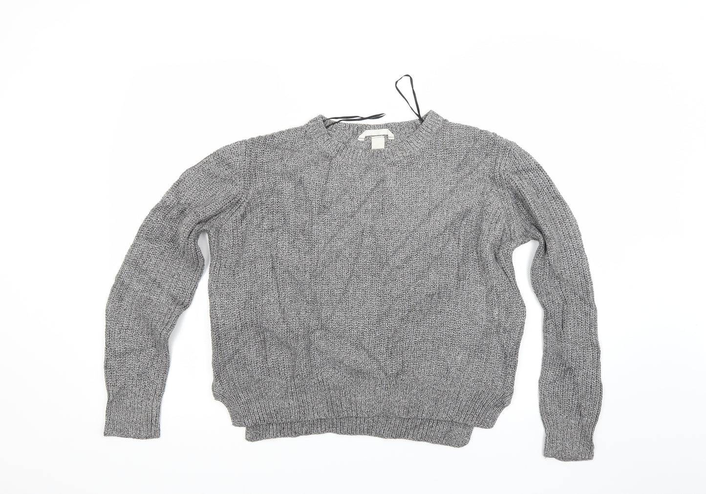 H&M Womens Silver  Knit Pullover Jumper Size M  - Side Zip Close