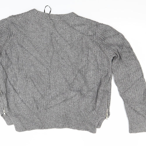 H&M Womens Silver  Knit Pullover Jumper Size M  - Side Zip Close