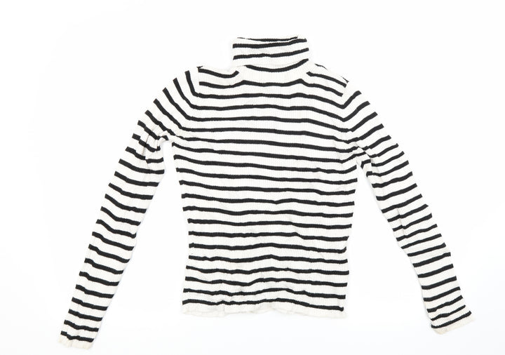 Topshop Womens White Striped Knit Pullover Jumper Size 8