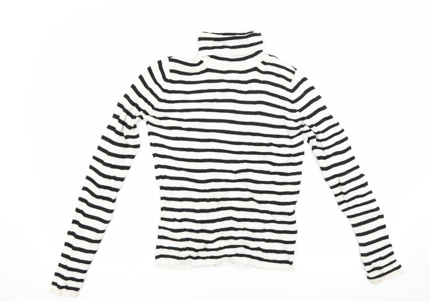 Topshop Womens White Striped Knit Pullover Jumper Size 8