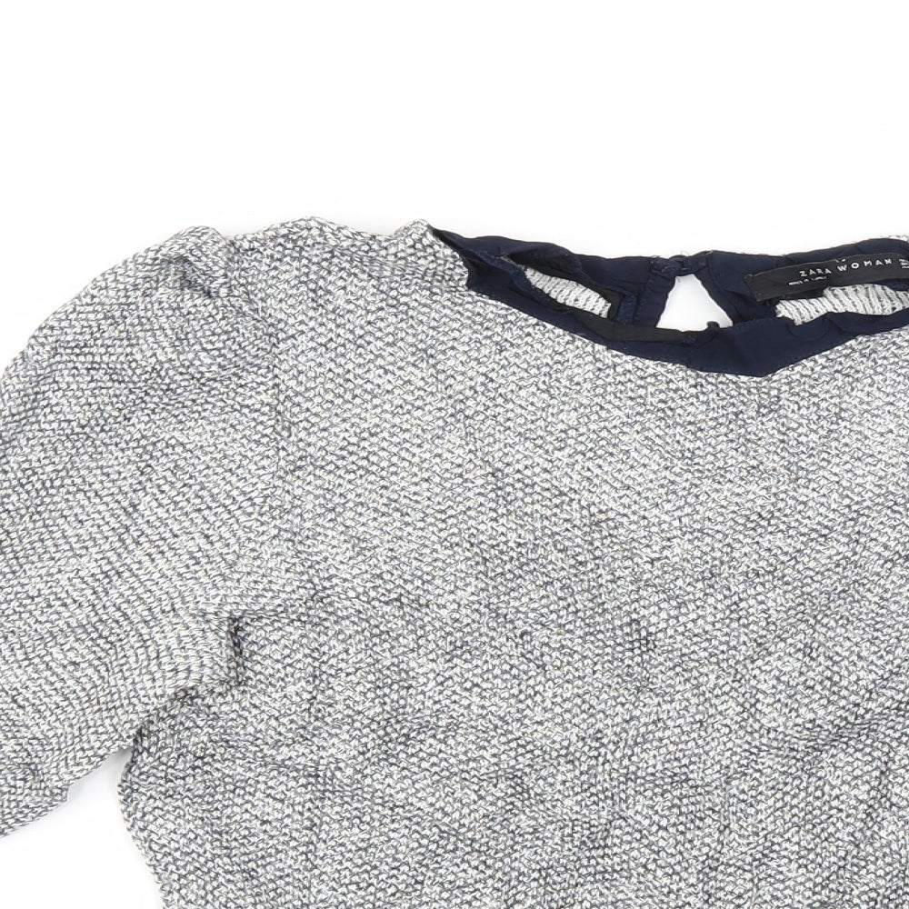 Zara Womens Silver  Knit Pullover Jumper Size XS