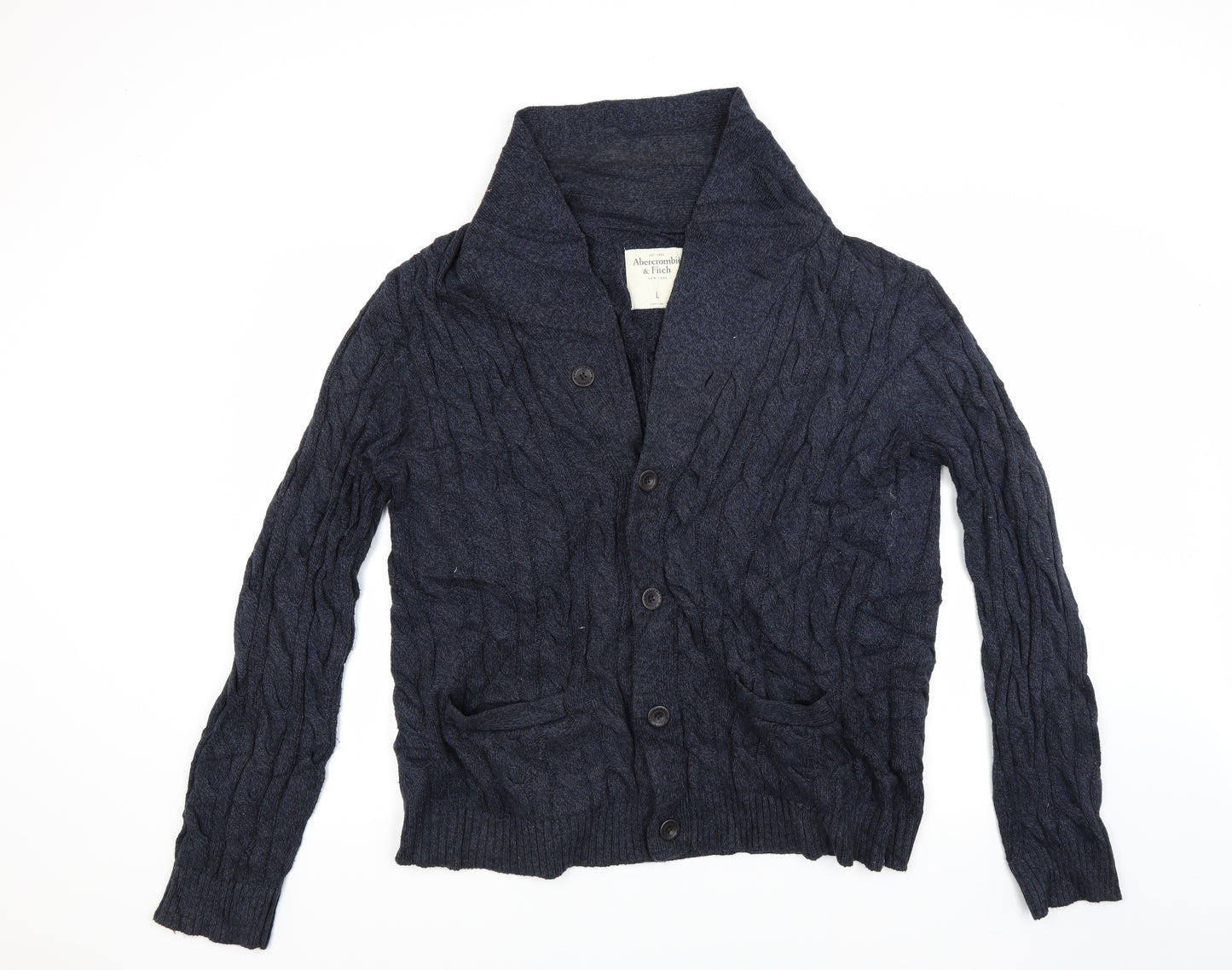 Abercrombie & Fitch Mens Blue  Knit Cardigan Jumper Size L