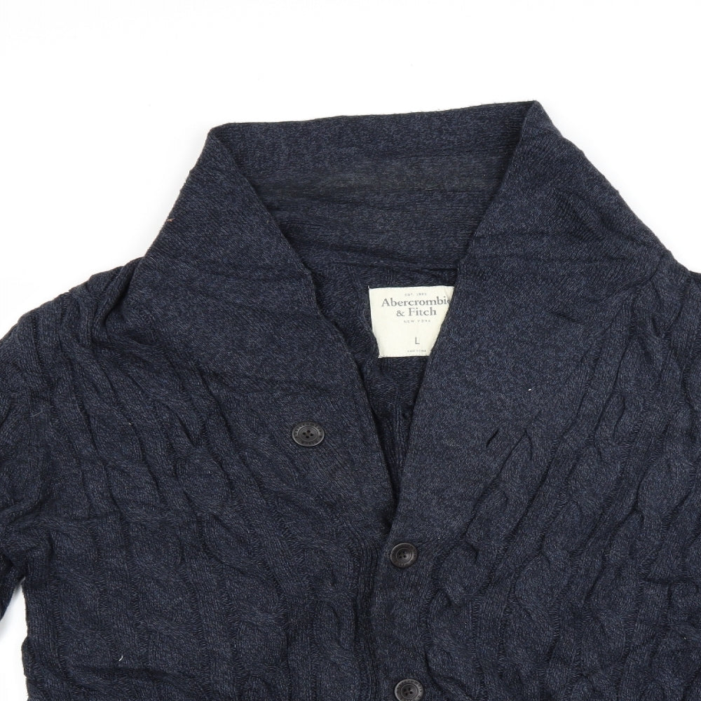 Abercrombie & Fitch Mens Blue  Knit Cardigan Jumper Size L