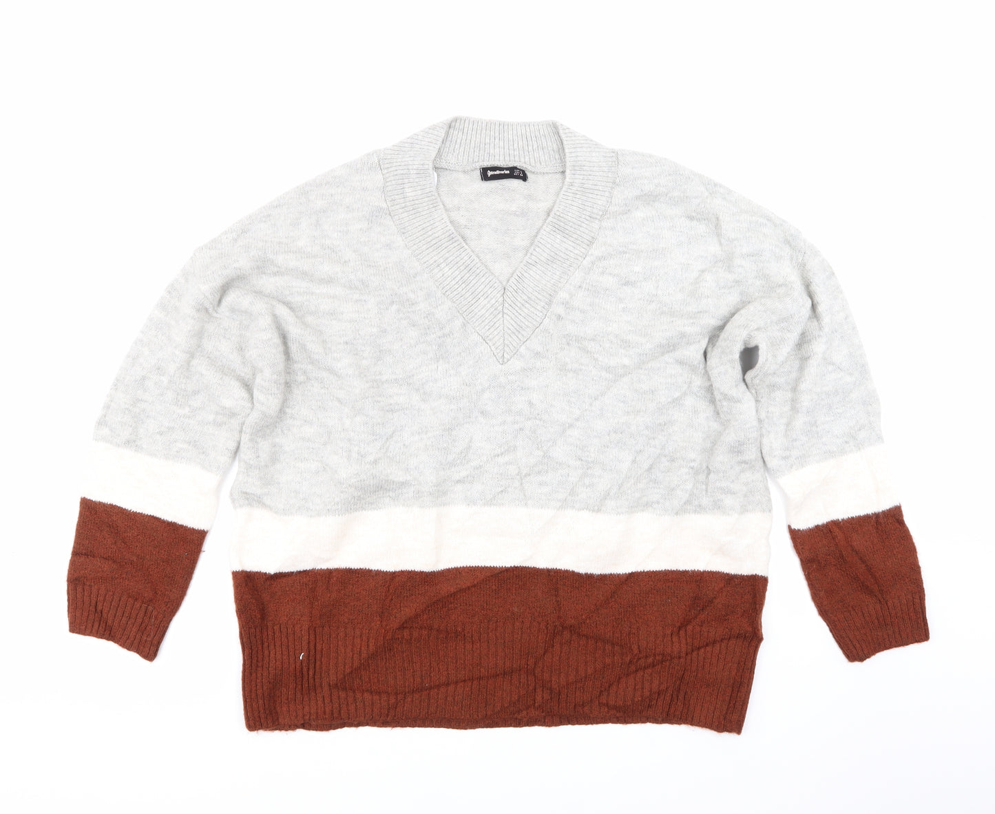 Stradivarius Womens Grey  Knit Pullover Jumper Size S