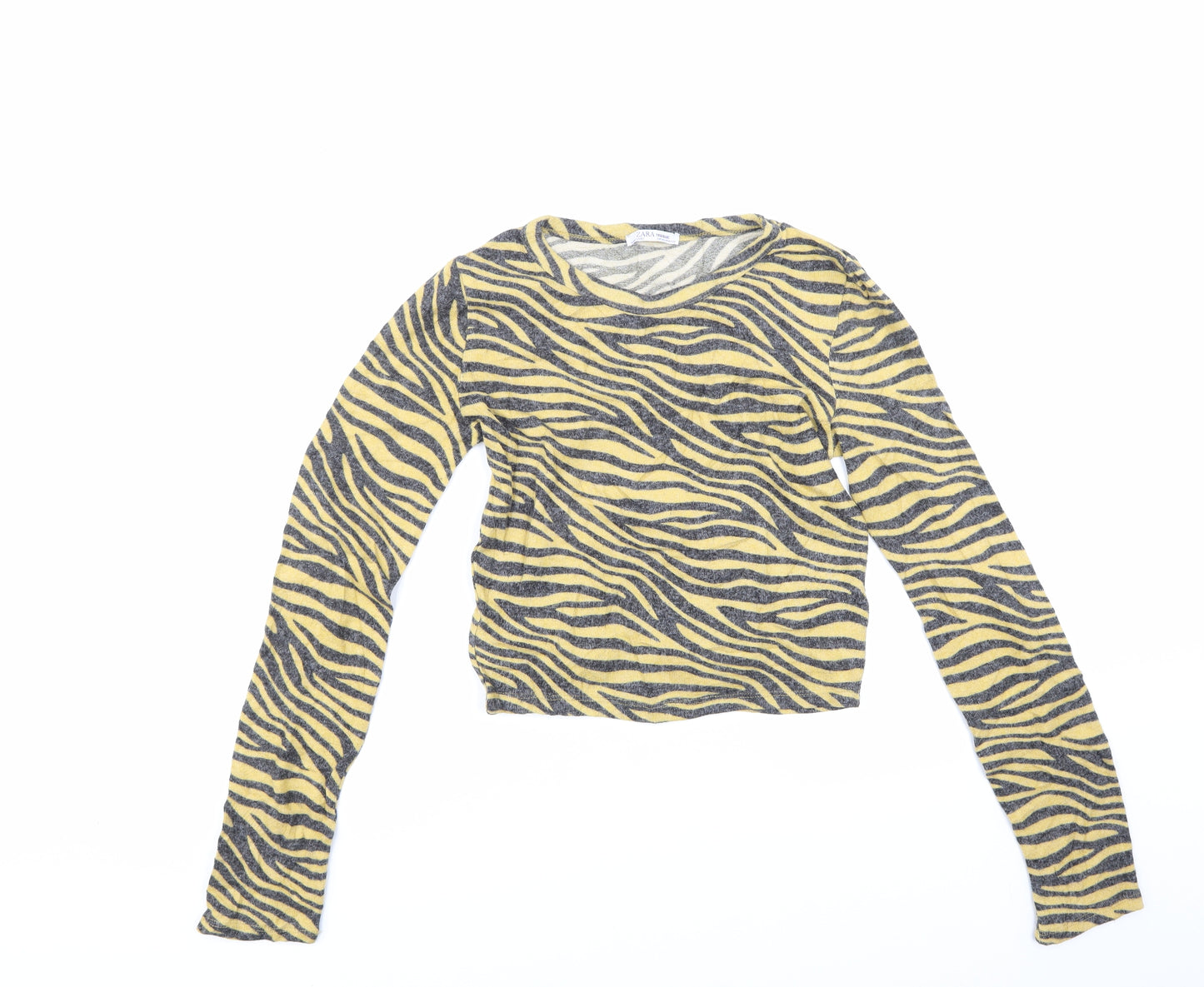 Zara Womens Yellow Striped  Pullover Jumper Size M