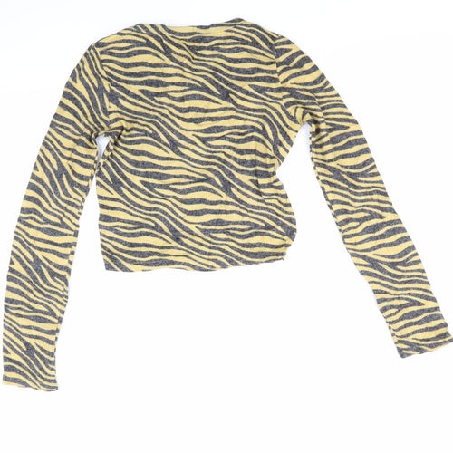 Zara Womens Yellow Striped  Pullover Jumper Size M