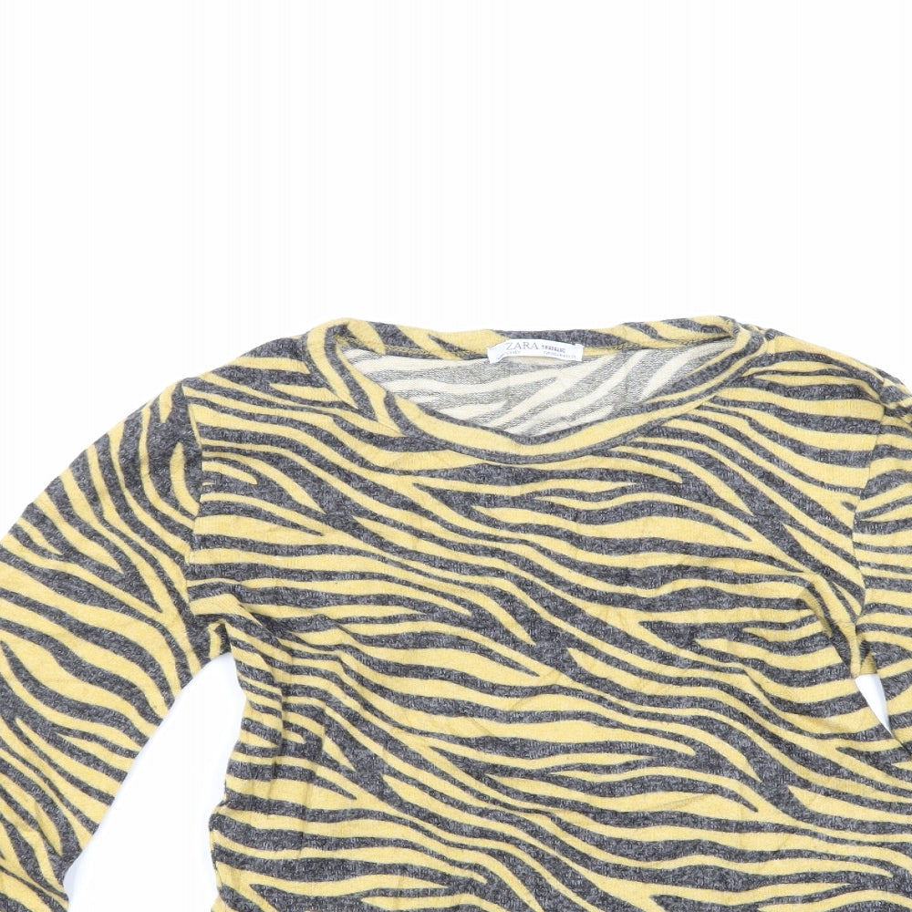 Zara Womens Yellow Striped  Pullover Jumper Size M