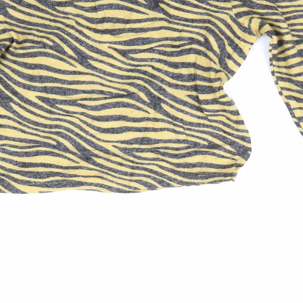 Zara Womens Yellow Striped  Pullover Jumper Size M