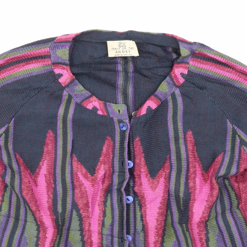 Andes Womens Multicoloured Striped Knit Cardigan Jumper Size M