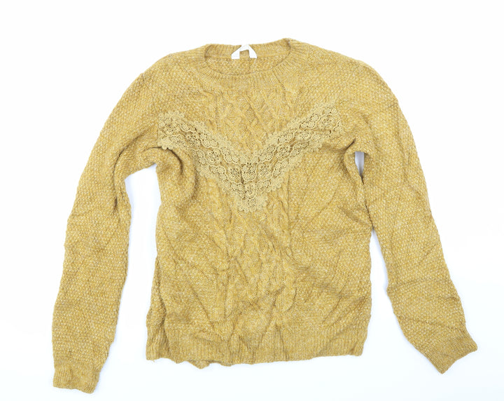 Falmer Mens Yellow Knit Pullover Jumper Size M