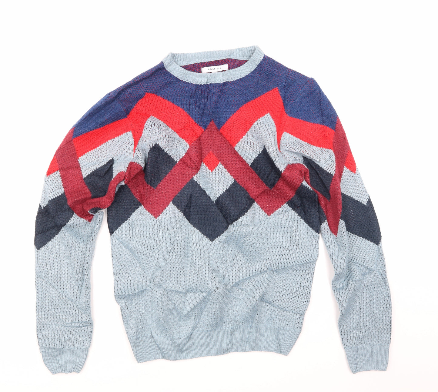 Bellfield Boys Blue Argyle/Diamond Rayon Pullover Jumper Size S
