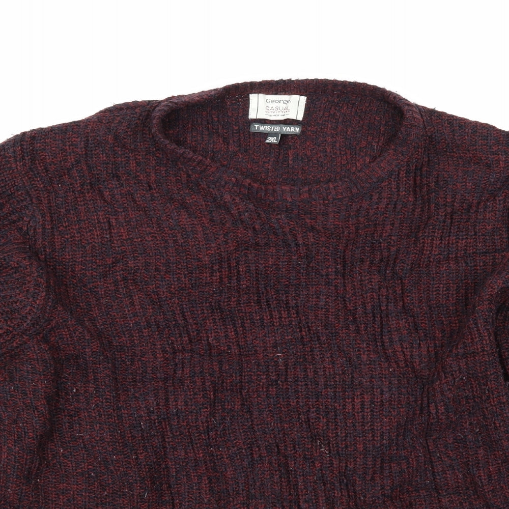 George Mens Red  Knit Pullover Jumper Size 2XL