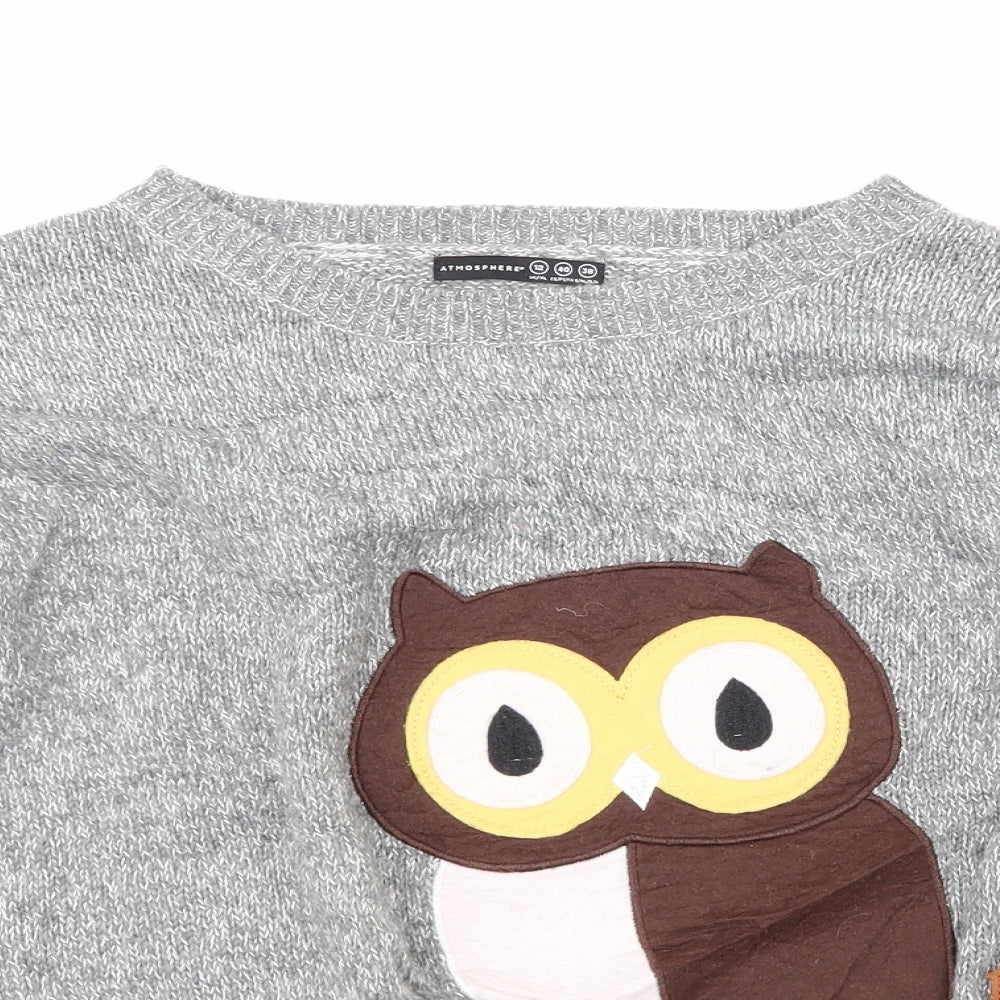 Atmosphere Womens Grey   Pullover Jumper Size 12  - Owl
