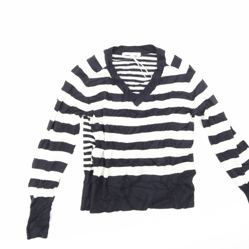 NEXT Womens White Striped  Pullover Jumper Size XS
