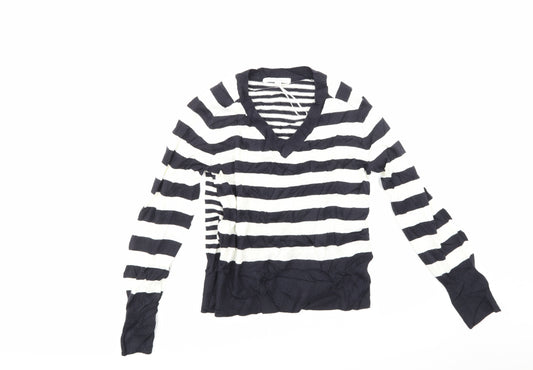 Front view of Next women’s white striped jumper, size XS