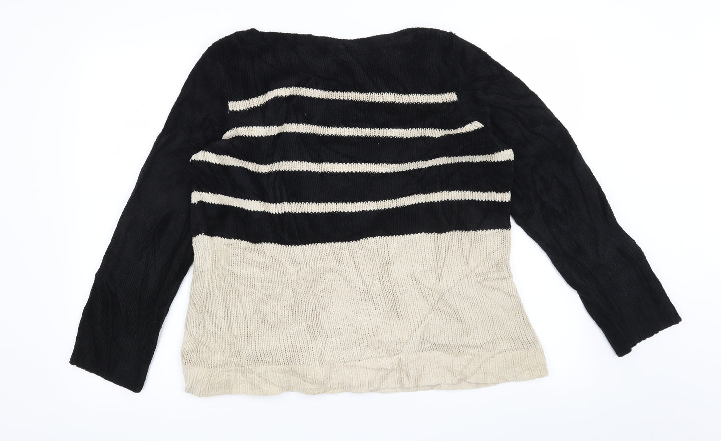 M&Co Womens Black Striped  Pullover Jumper Size 18