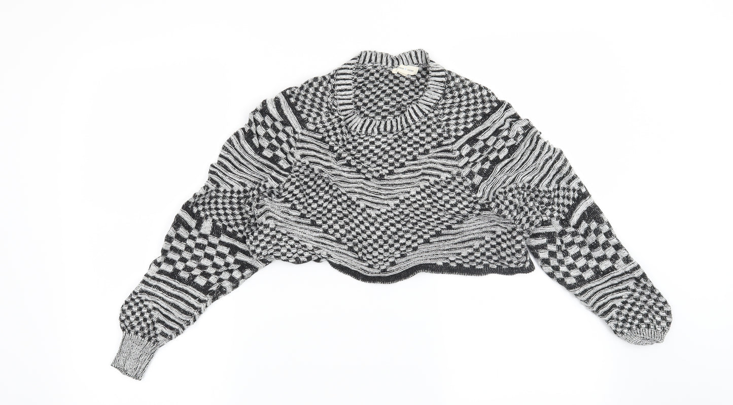 Silence + Noise Womens Black Geometric  Pullover Jumper Size S
