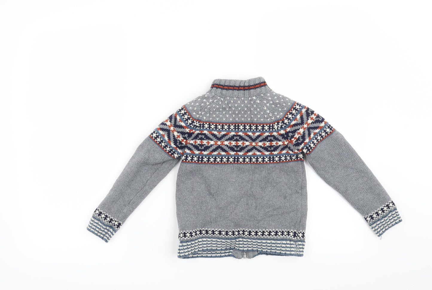 Pandemonium Boys Grey Fair Isle  Cardigan Jumper Size 3-4 Years