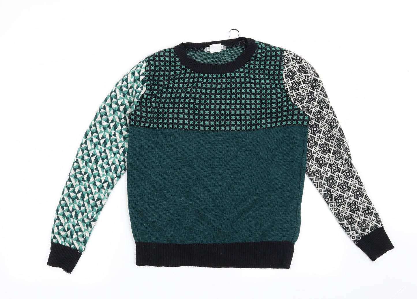 Cooperative Womens Green Geometric  Pullover Jumper Size XS