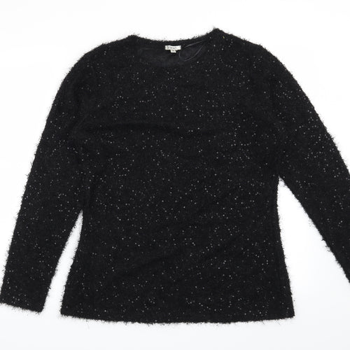 Text Womens Black   Pullover Jumper Size M