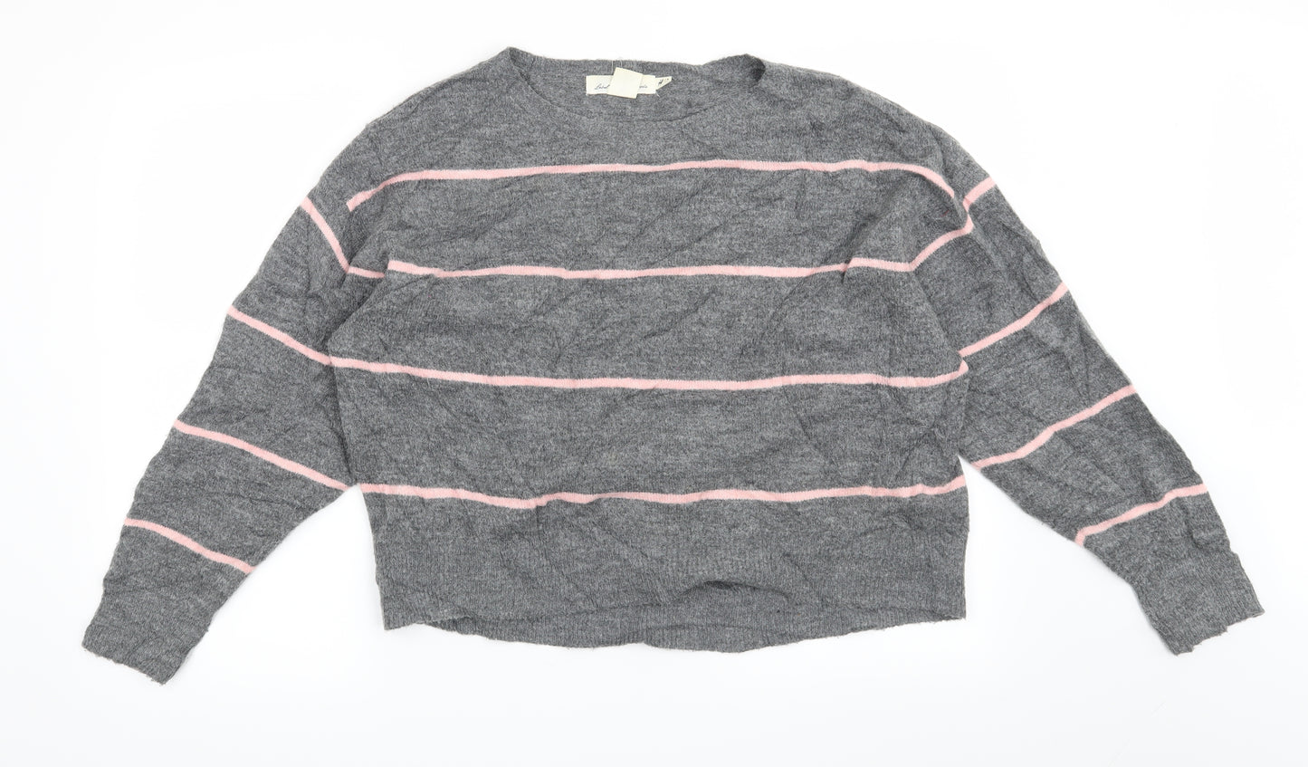 H&M Womens Grey Striped  Pullover Jumper Size S