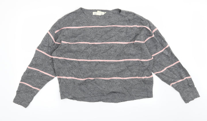 H&M Womens Grey Striped  Pullover Jumper Size S