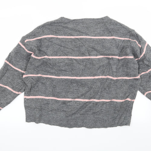 H&M Womens Grey Striped  Pullover Jumper Size S