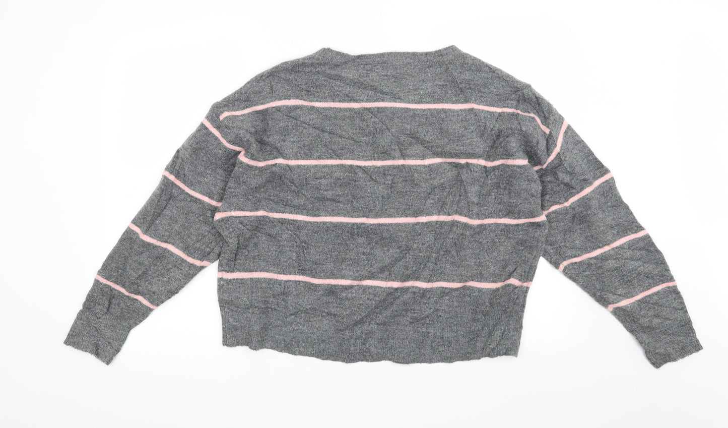 H&M Womens Grey Striped  Pullover Jumper Size S