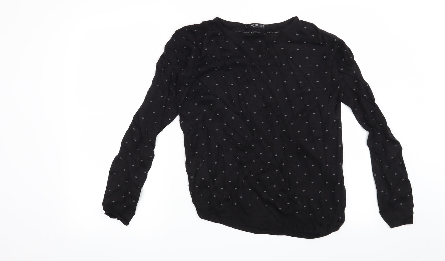 Mango Womens Black Polka Dot  Pullover Jumper Size S