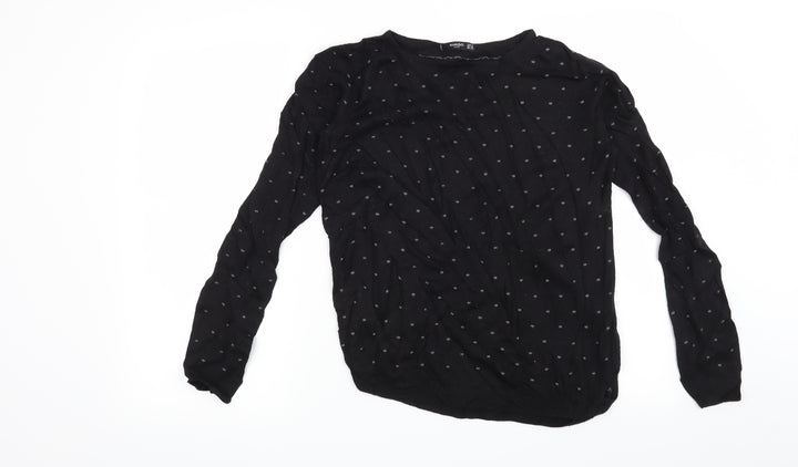 Mango Womens Black Polka Dot  Pullover Jumper Size S
