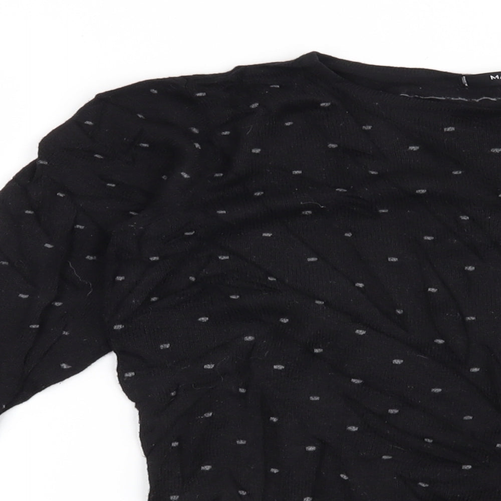 Mango Womens Black Polka Dot  Pullover Jumper Size S