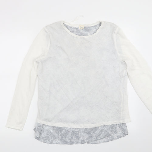 Linea Womens White Geometric  Pullover Sweatshirt Size M