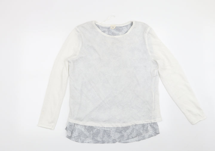 Linea Womens White Geometric Pullover Sweatshirt Size M