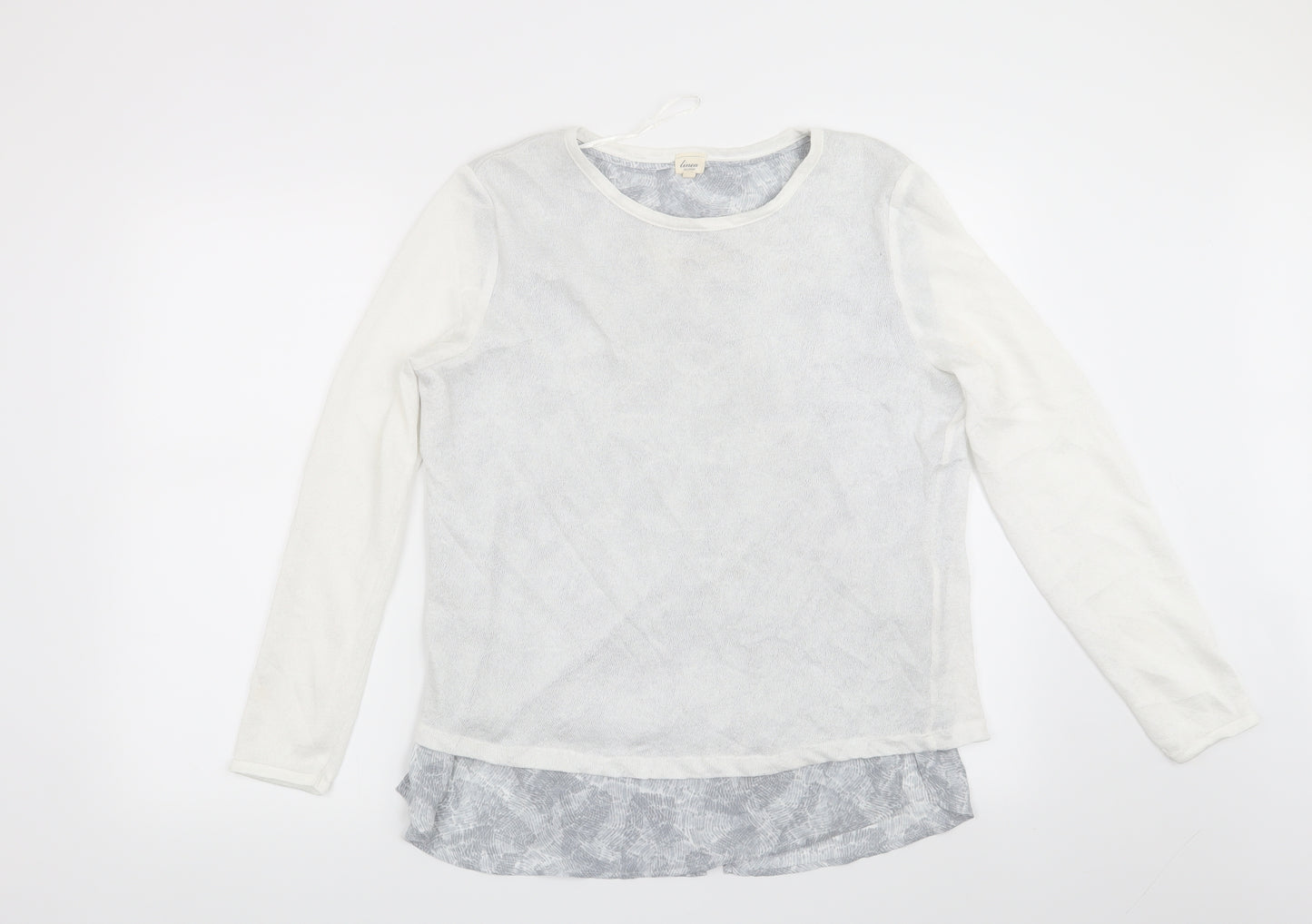 Linea Womens White Geometric  Pullover Sweatshirt Size M