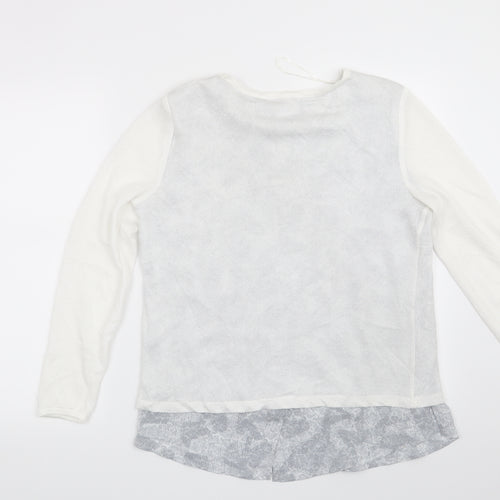 Linea Womens White Geometric  Pullover Sweatshirt Size M