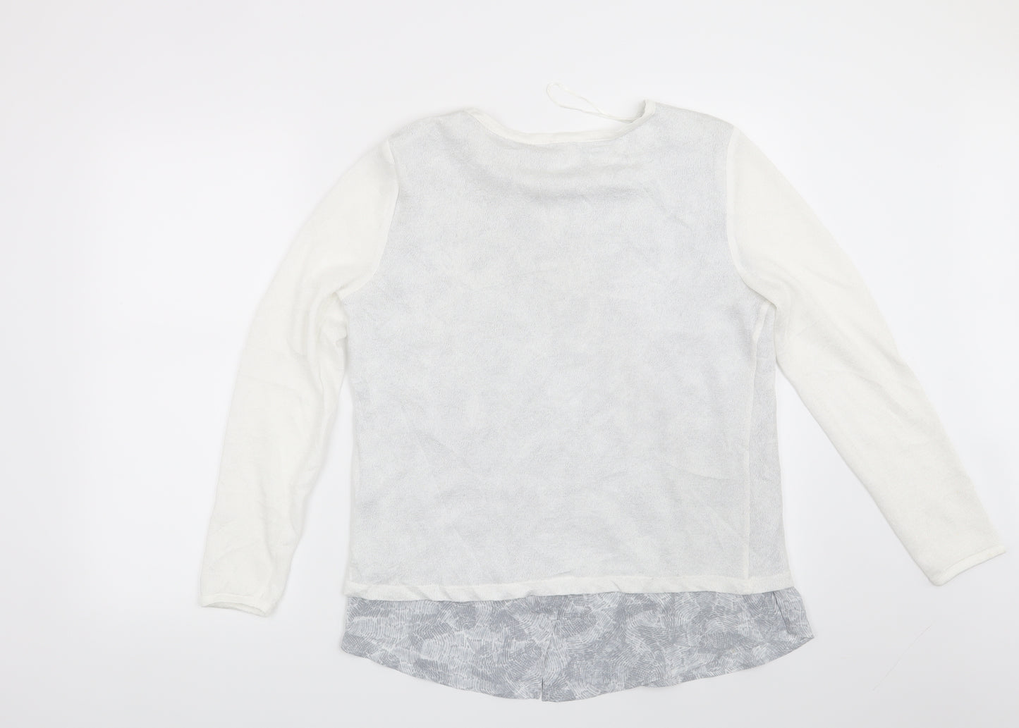 Linea Womens White Geometric  Pullover Sweatshirt Size M