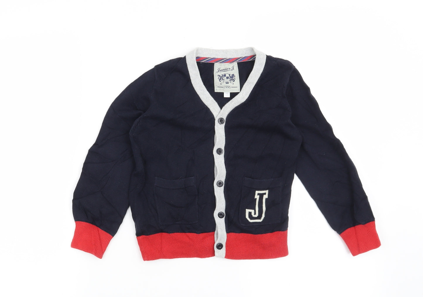 Junior J Boys Blue   Cardigan Jumper Size 4-5 Years