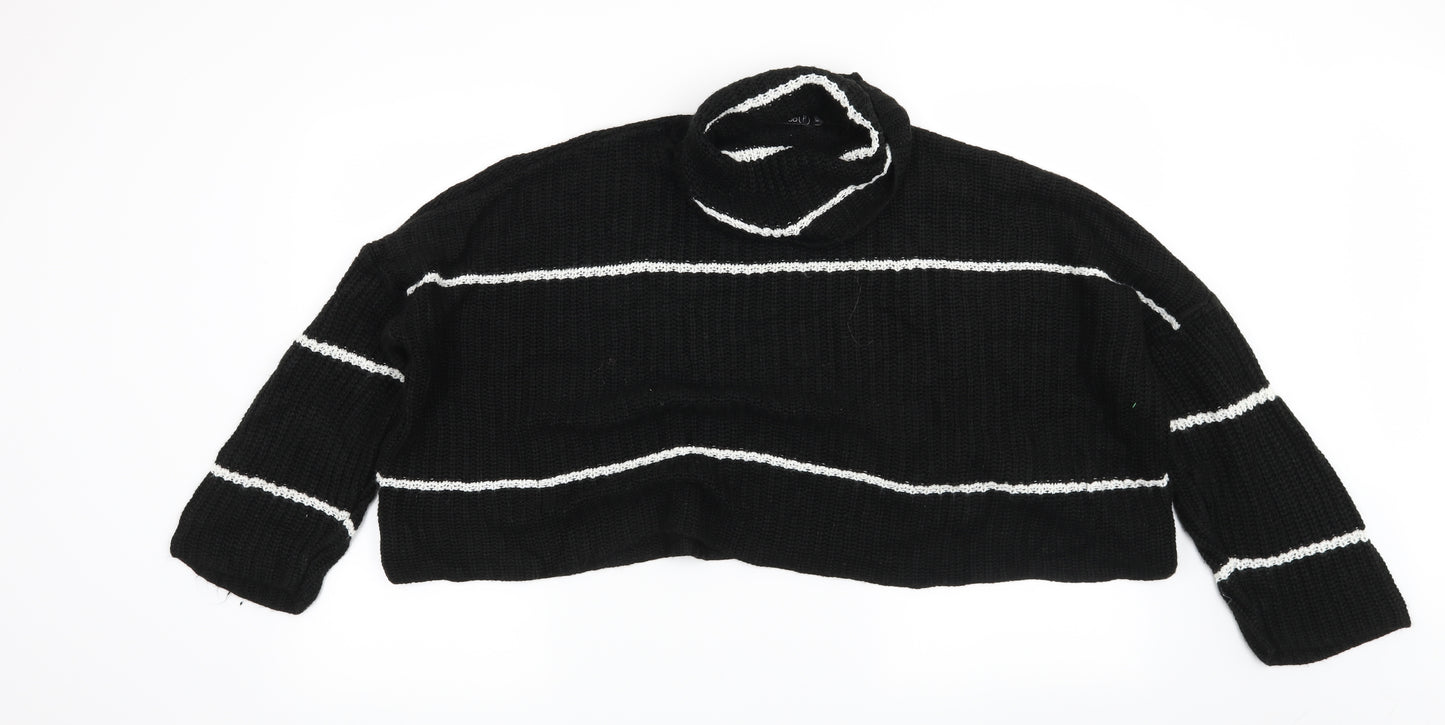 Boohoo Womens Black Striped  Pullover Jumper Size M