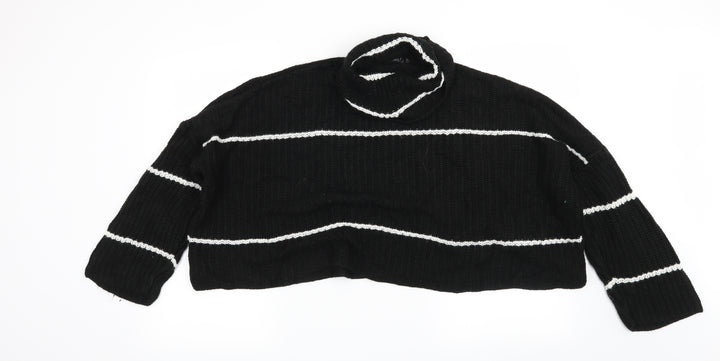 Boohoo Womens Black Striped  Pullover Jumper Size M