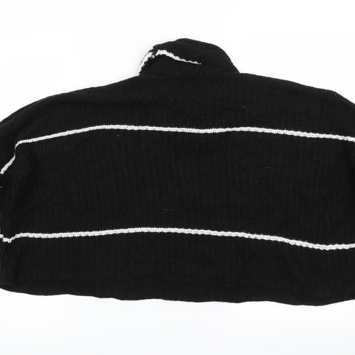 Boohoo Womens Black Striped  Pullover Jumper Size M