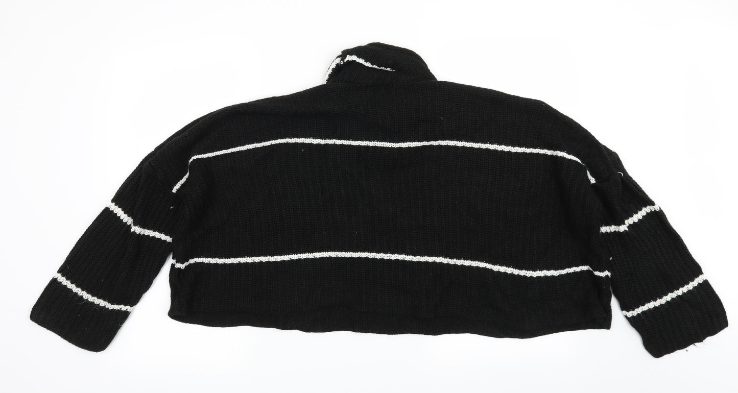 Boohoo Womens Black Striped  Pullover Jumper Size M