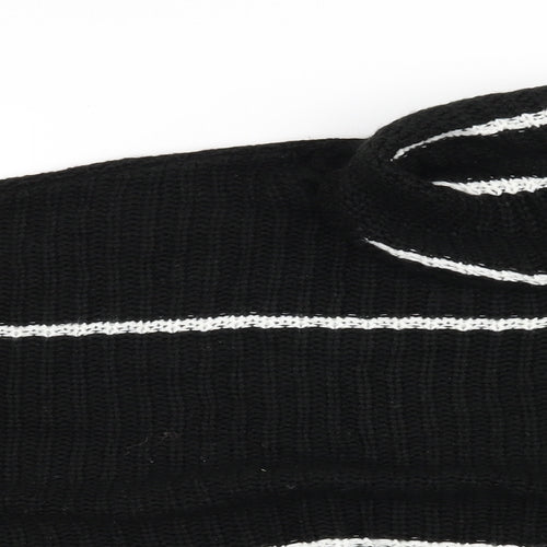 Boohoo Womens Black Striped  Pullover Jumper Size M