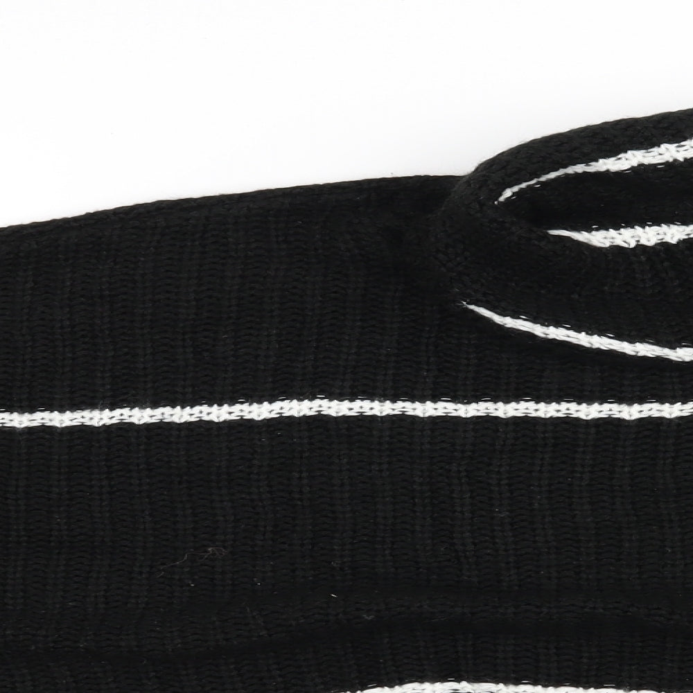 Boohoo Womens Black Striped  Pullover Jumper Size M