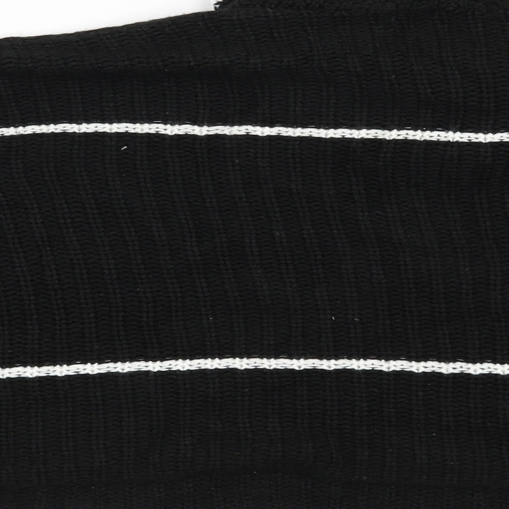 Boohoo Womens Black Striped  Pullover Jumper Size M