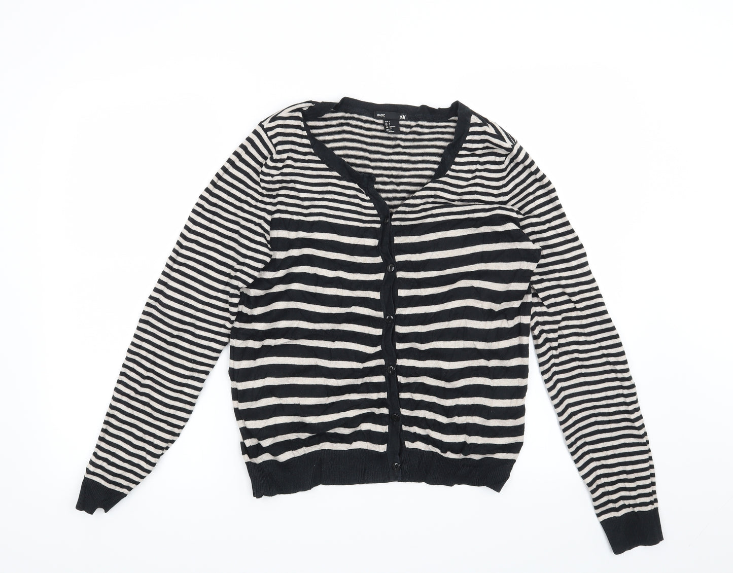 H&M Womens Beige Striped  Cardigan Jumper Size S